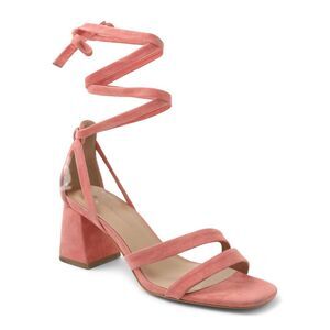 BCBGENERATION Womens Pink Padded Deena Round Toe Block Heel Leather Sandals 7 M